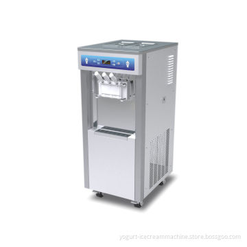Floor Stand Soft Server Automatic Ice Cream Machine, 3 Flavors Frozen Yogurt Makers With Cone Counting Display